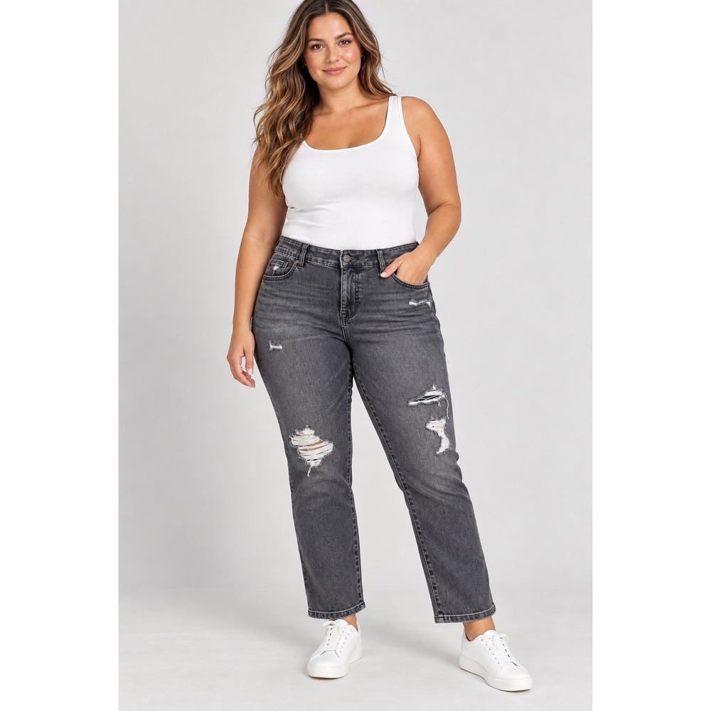 Torrid Crop Bombshell Skinny Distressed Black Jeans Women's Size 16 Super Soft